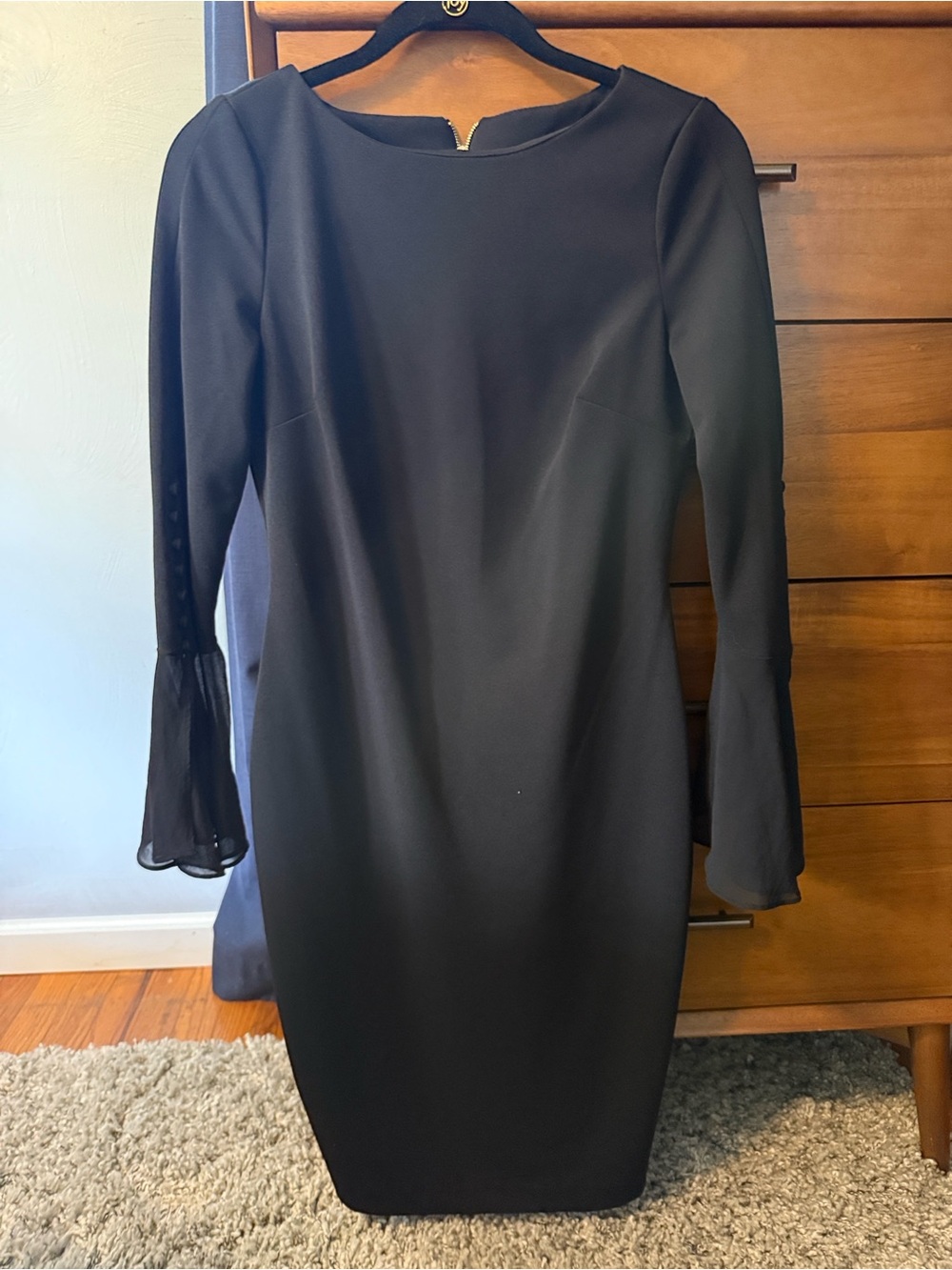 Classic Black Long-Sleeve Sheath Dress